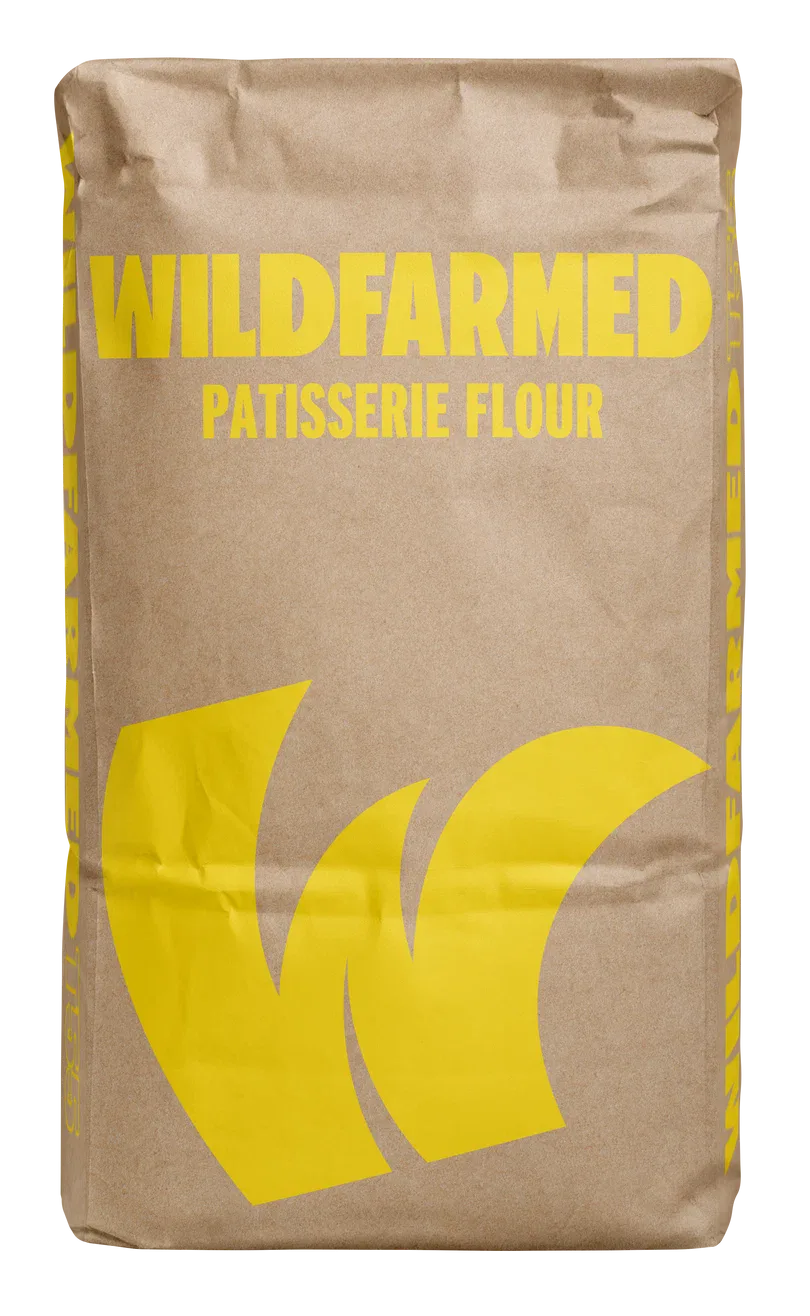 16-kg-Papiersack Wildfarmed Patisserie Flour T55 mit gelbem Aufdruck